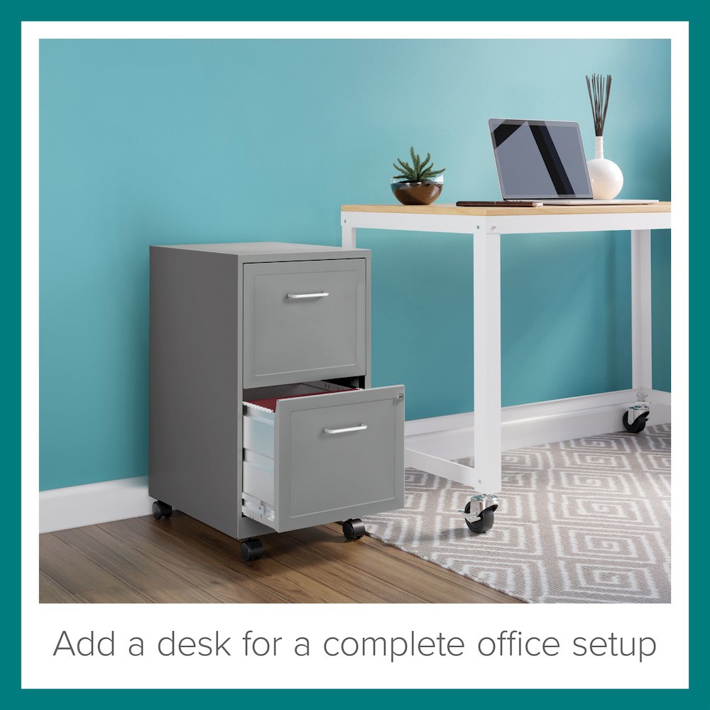 Space Solutions 18" Deep 2 Drawer Vertical File Cabinet, Arctic Silver