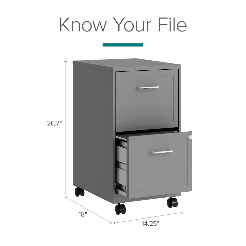 Space Solutions 18" Deep 2 Drawer Vertical File Cabinet, Arctic Silver