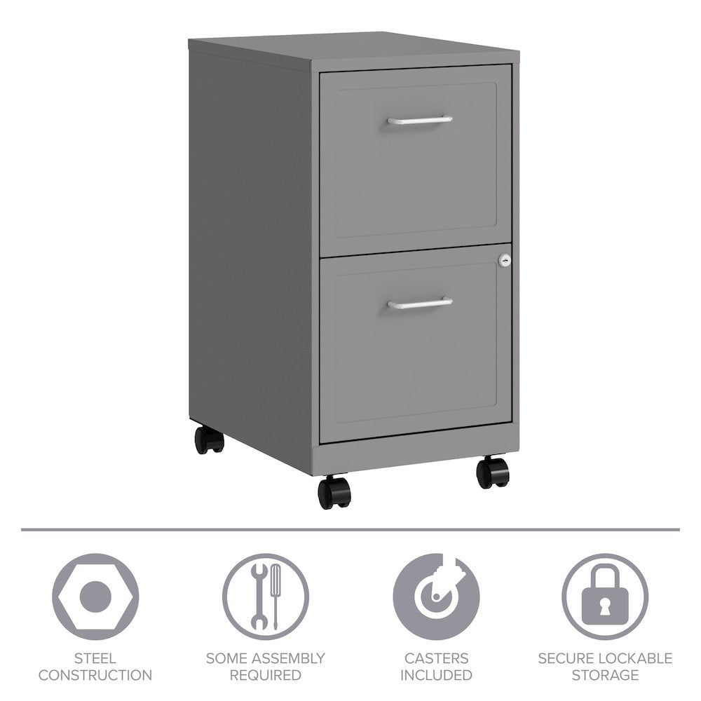 Space Solutions 18" Deep 2 Drawer Vertical File Cabinet, Arctic Silver