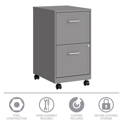 Space Solutions 18" Deep 2 Drawer Vertical File Cabinet, Arctic Silver