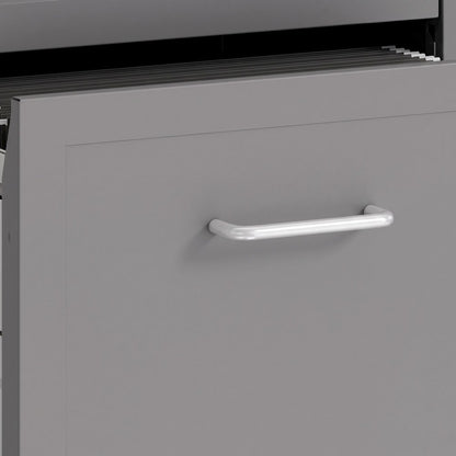 Bison Office Vertical File Organizer with Locking Drawers, Arctic Silver