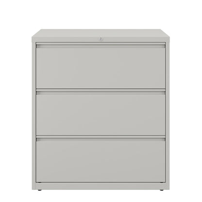 Hirsh 36 Inch Wide 3 Drawer Metal Lateral File Cabinet, Light Gray