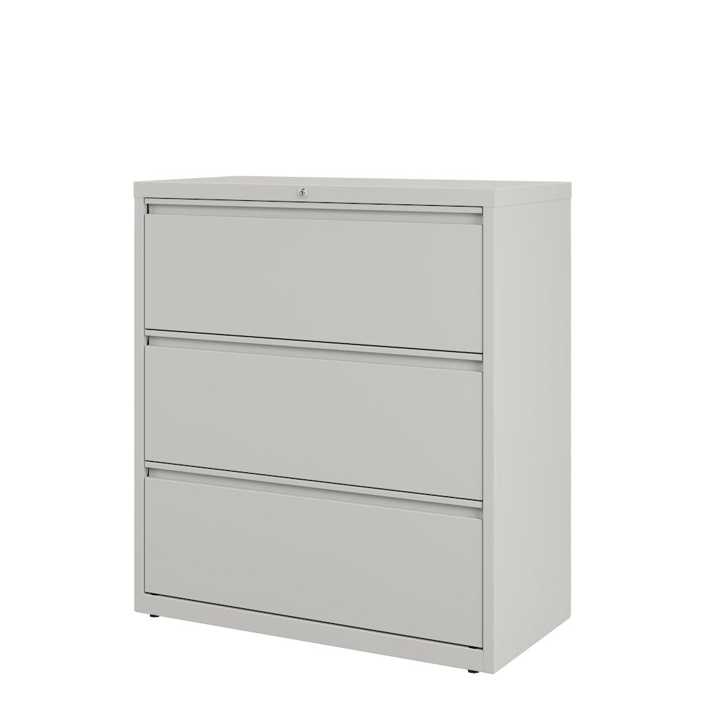 Hirsh 36 Inch Wide 3 Drawer Metal Lateral File Cabinet, Light Gray