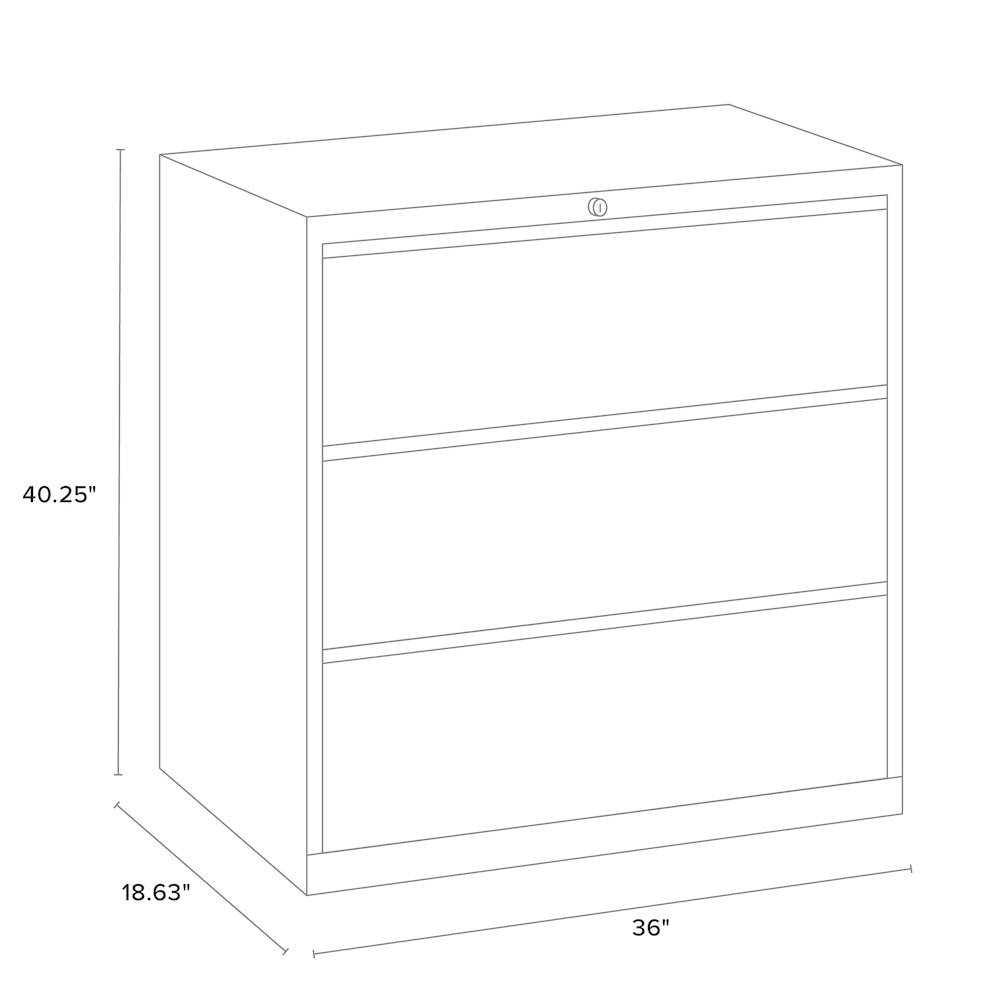 Hirsh 36 Inch Wide 3 Drawer Metal Lateral File Cabinet, Light Gray