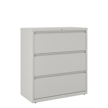 Hirsh 36 Inch Wide 3 Drawer Metal Lateral File Cabinet, Light Gray