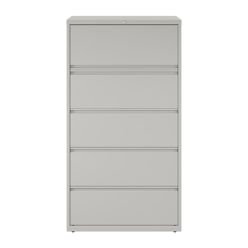 Hirsh 36 Inch Wide 5 Drawer Metal Lateral File Cabinet, Light Gray