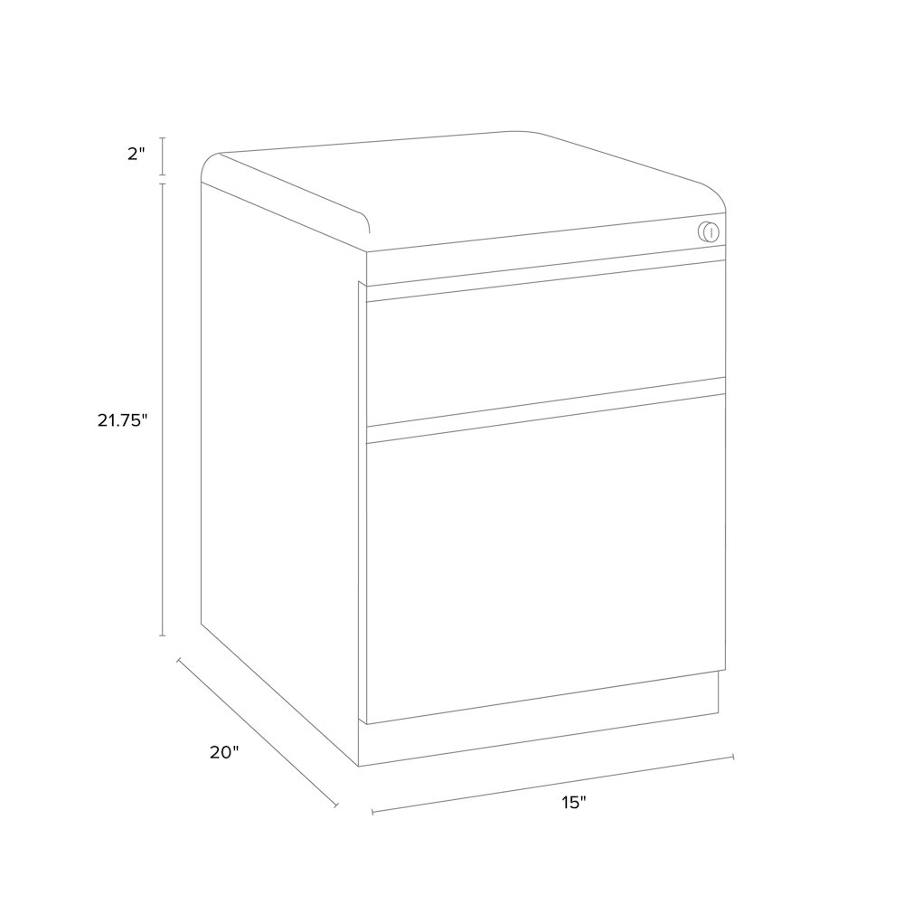 Hirsh 20 inch Deep Mobile Pedestal File Cabinet 2 Drawer Box-File Charcoal/Black