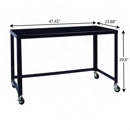 Bison Office Mobile Metal Office Desk with Ready-to-Assemble Design, Black