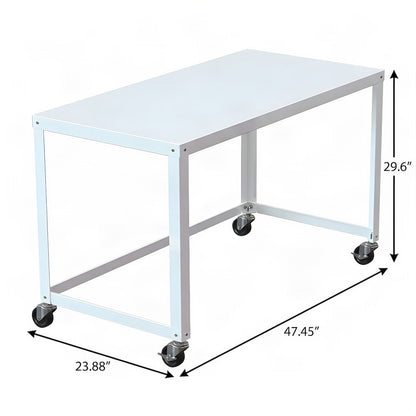 Bison Office Mobile Metal Office Desk with Ready-to-Assemble Design, White