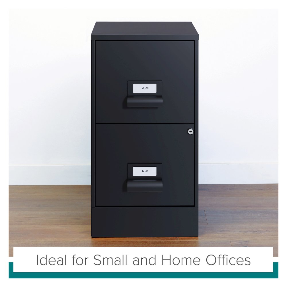 Space Solutions 18" Deep 2 Drawer Premier Vertical File Cabinet, Locking, Black