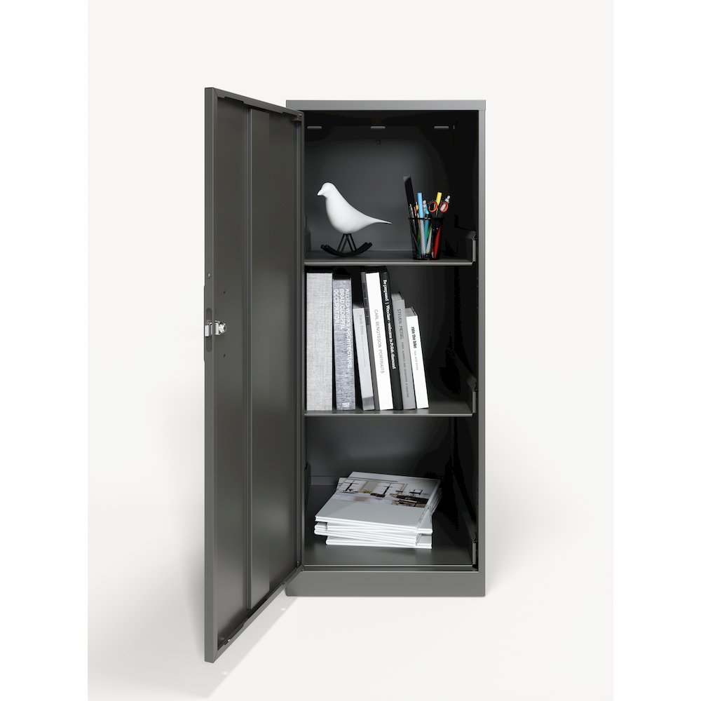 35.5" High 3-Shelf Storage Locker Cabinet, Welded Metal, Charcoal