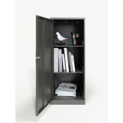 35.5" High 3-Shelf Storage Locker Cabinet, Welded Metal, Charcoal