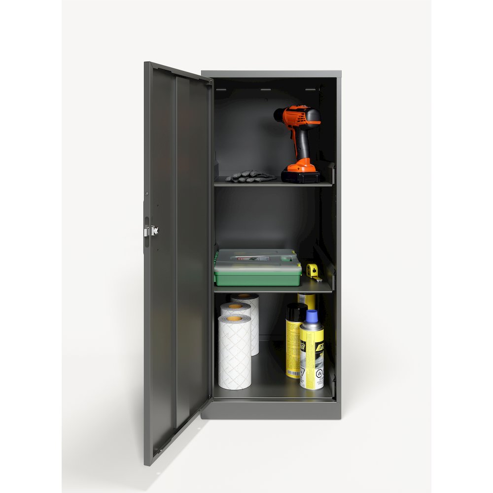 35.5" High 3-Shelf Storage Locker Cabinet, Welded Metal, Charcoal