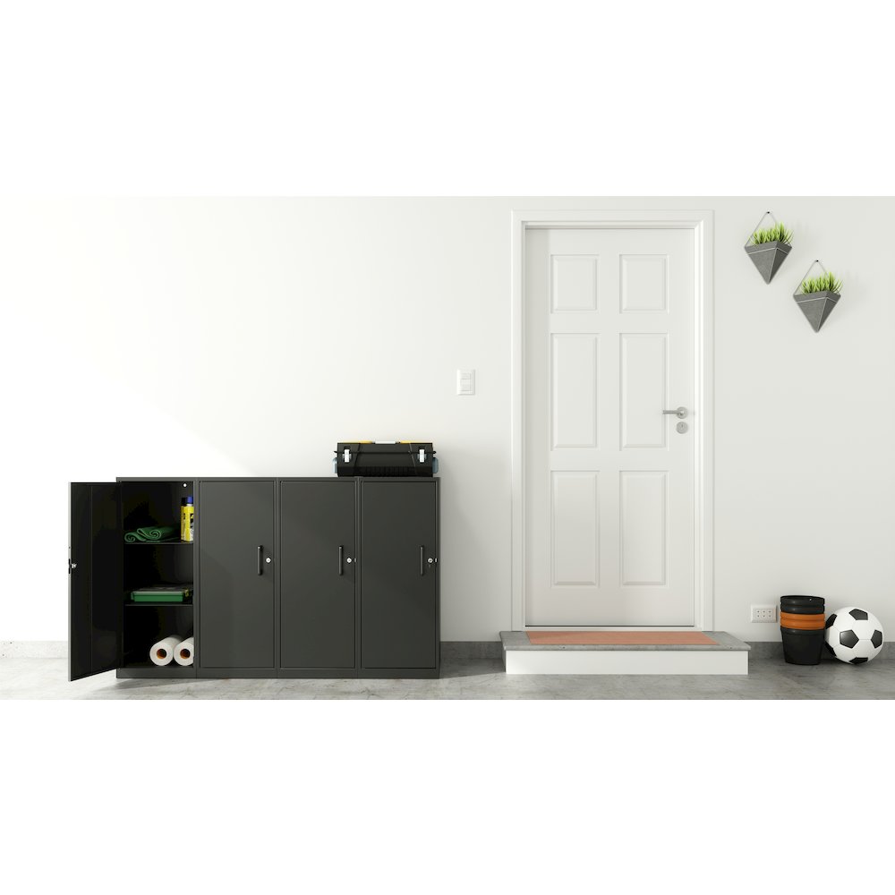 35.5" High 3-Shelf Storage Locker Cabinet, Welded Metal, Charcoal
