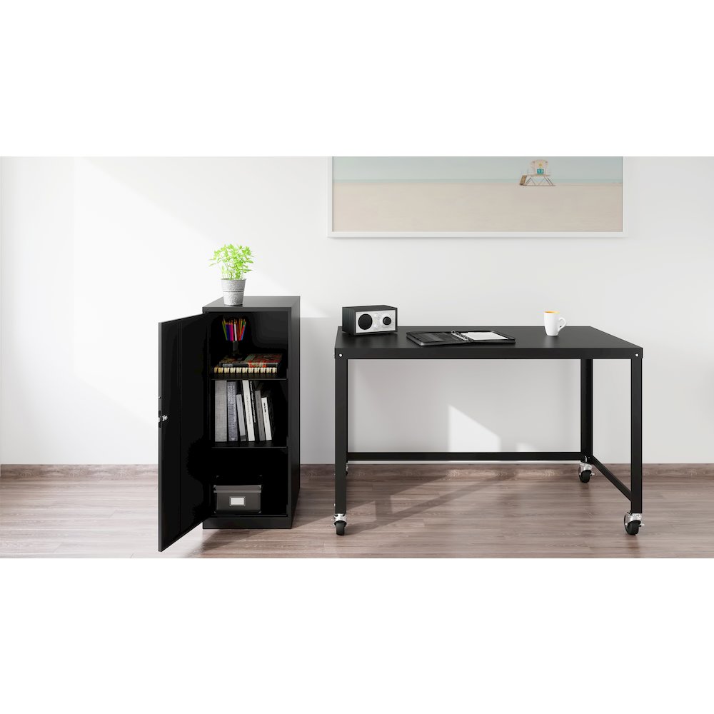 35.5" High 3-Shelf Storage Locker Cabinet, Welded Metal, Charcoal