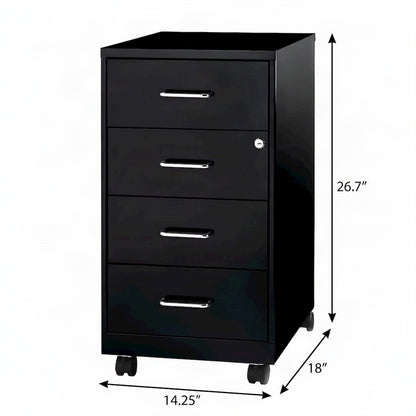Bison Office Vertical File Organizer with 4 Locking Drawers, Black
