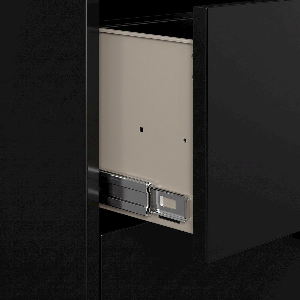 Bison Office Steel Lateral File Cabinet with 2 Metal Drawers, Black