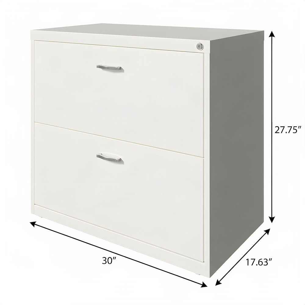 Bison Office Steel Lateral File Cabinet with 2 Metal Drawers, White