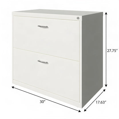 Bison Office Steel Lateral File Cabinet with 2 Metal Drawers, White