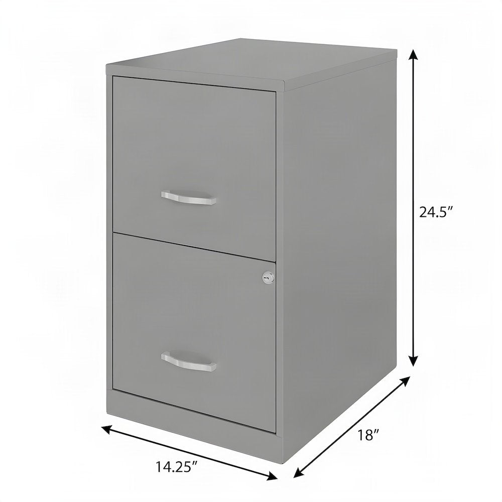 Bison Office 2-Drawer Metal Vertical File Cabinet, 18-Inch Deep, Silver
