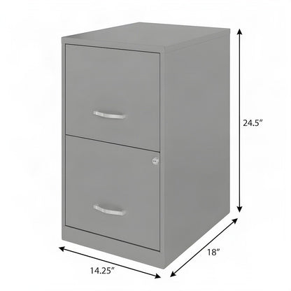 Bison Office 2-Drawer Metal Vertical File Cabinet, 18-Inch Deep, Silver