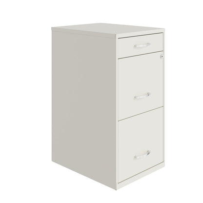 3 Drawer Letter Width Vertical File Cabinet with Pencil Drawer, Pearl White