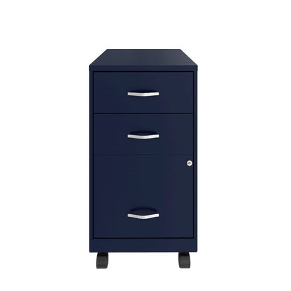 18" Deep 3-Drawer Mobile Letter Vertical File Cabinet, Navy