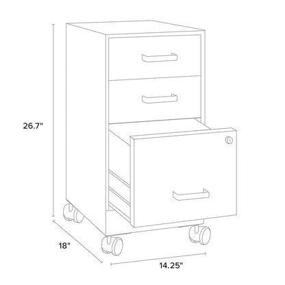 18" Deep 3-Drawer Mobile Letter Vertical File Cabinet, Navy