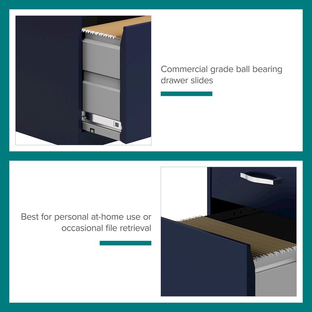 18" Deep 3-Drawer Mobile Letter Vertical File Cabinet, Navy