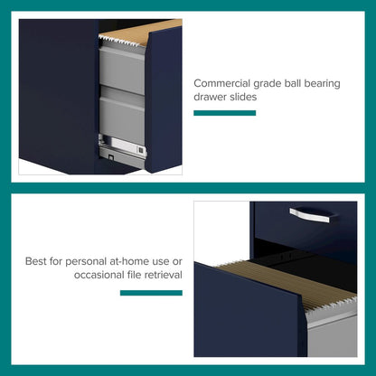 18" Deep 3-Drawer Mobile Letter Vertical File Cabinet, Navy