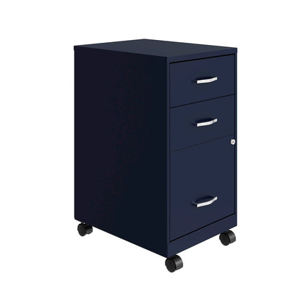 18" Deep 3-Drawer Mobile Letter Vertical File Cabinet, Navy