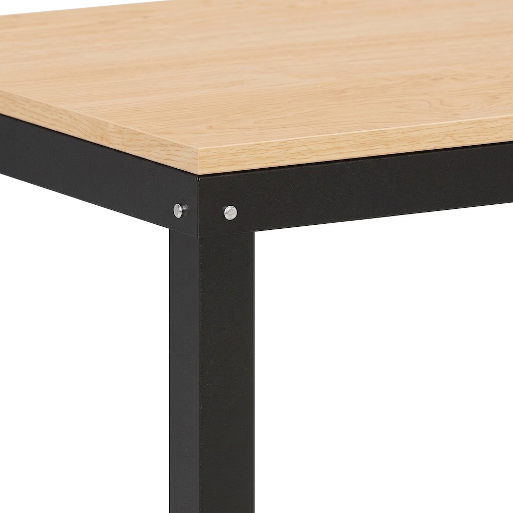Bison Office Mobile Metal Desk with Ready-to-Assemble Build, Black/Maple