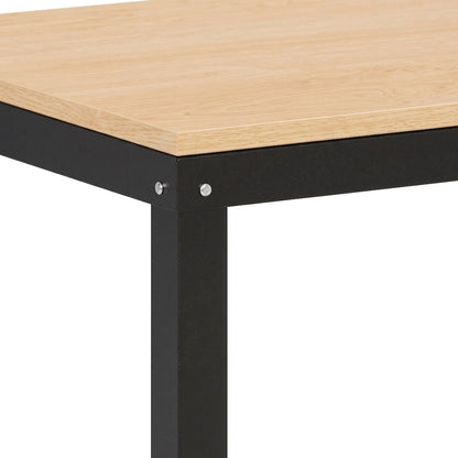 Bison Office Mobile Metal Desk with Ready-to-Assemble Build, Black/Maple