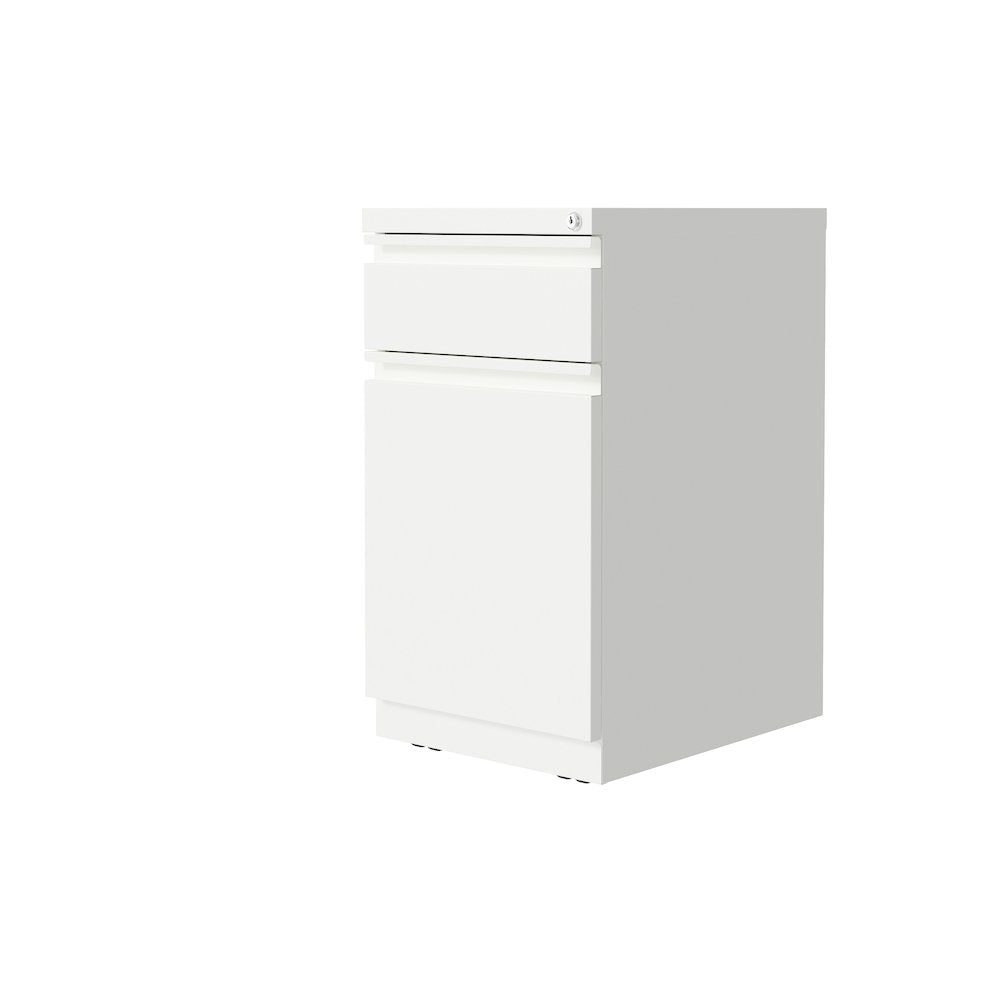 Hirsh 20" Deep Mobile File Cabinet 2 Drawer with XL Backpack Drawer, White