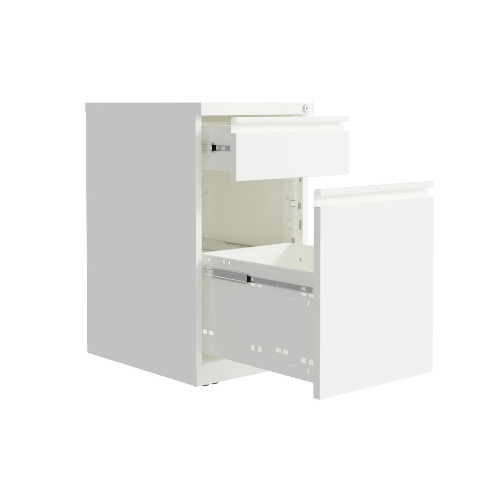 Hirsh 20" Deep Mobile File Cabinet 2 Drawer with XL Backpack Drawer, White