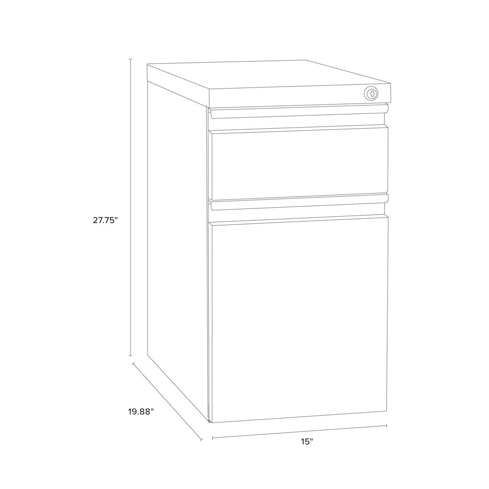 Hirsh 20" Deep Mobile File Cabinet 2 Drawer with XL Backpack Drawer, White