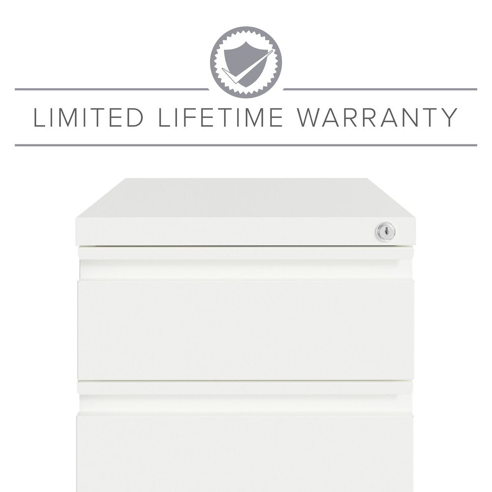 Hirsh 20" Deep Mobile File Cabinet 2 Drawer with XL Backpack Drawer, White