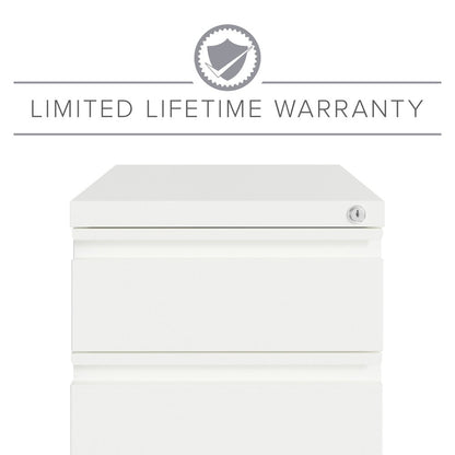 Hirsh 20" Deep Mobile File Cabinet 2 Drawer with XL Backpack Drawer, White