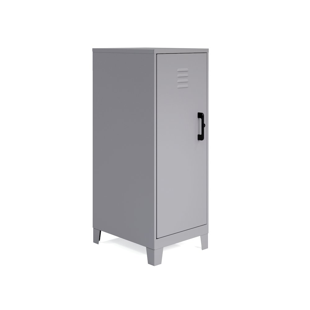 42.5" High 3-Shelf Storage Locker Cabinet, Riser Legs, Arctic Silver