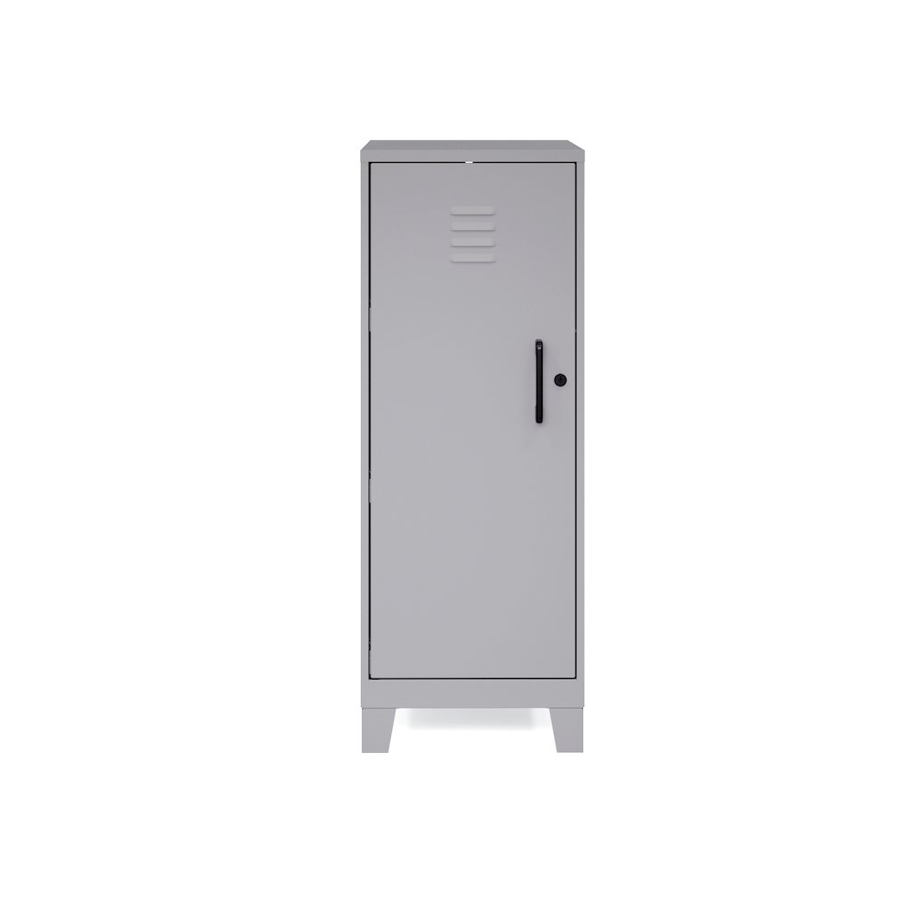 42.5" High 3-Shelf Storage Locker Cabinet, Riser Legs, Arctic Silver