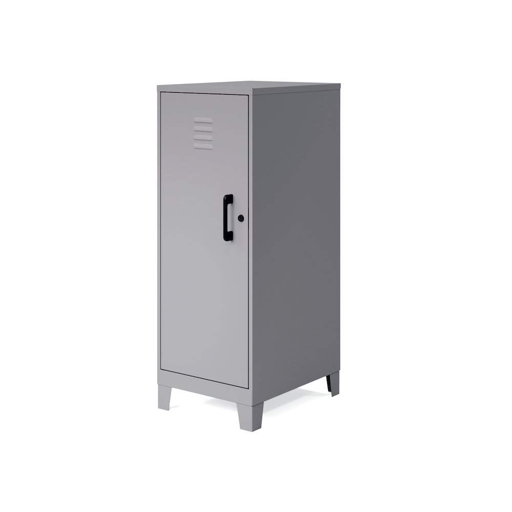 42.5" High 3-Shelf Storage Locker Cabinet, Riser Legs, Arctic Silver