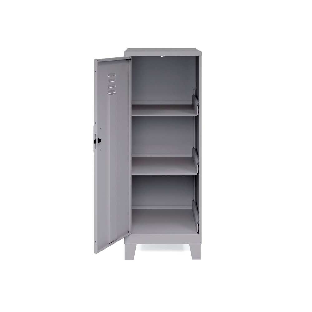 42.5" High 3-Shelf Storage Locker Cabinet, Riser Legs, Arctic Silver
