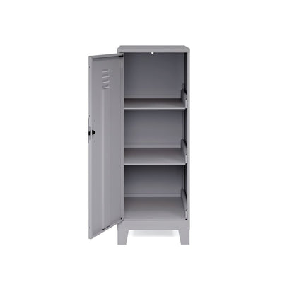 42.5" High 3-Shelf Storage Locker Cabinet, Riser Legs, Arctic Silver