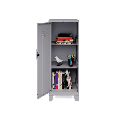42.5" High 3-Shelf Storage Locker Cabinet, Riser Legs, Arctic Silver