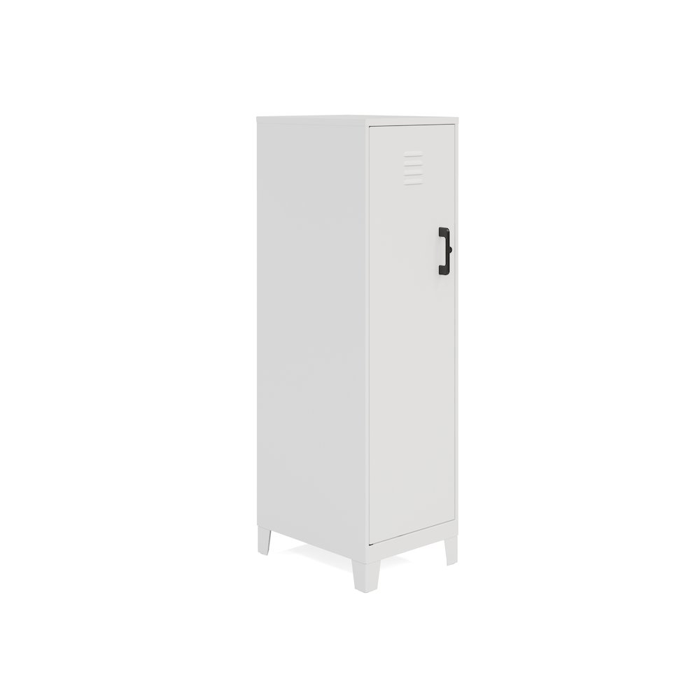 53.38" High 4-Shelf Storage Locker Cabinet, Riser Legs, Pearl White