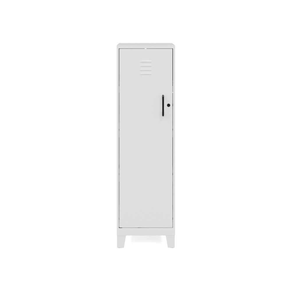 53.38" High 4-Shelf Storage Locker Cabinet, Riser Legs, Pearl White