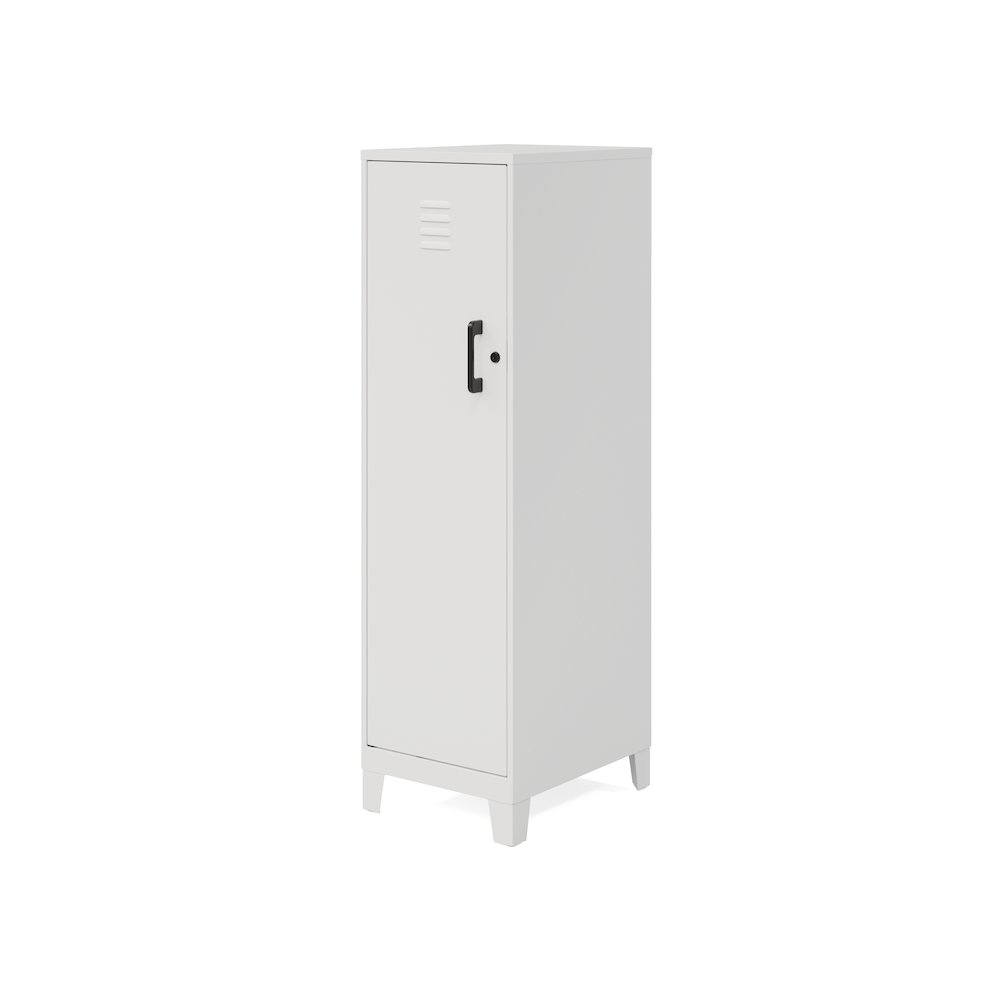 53.38" High 4-Shelf Storage Locker Cabinet, Riser Legs, Pearl White