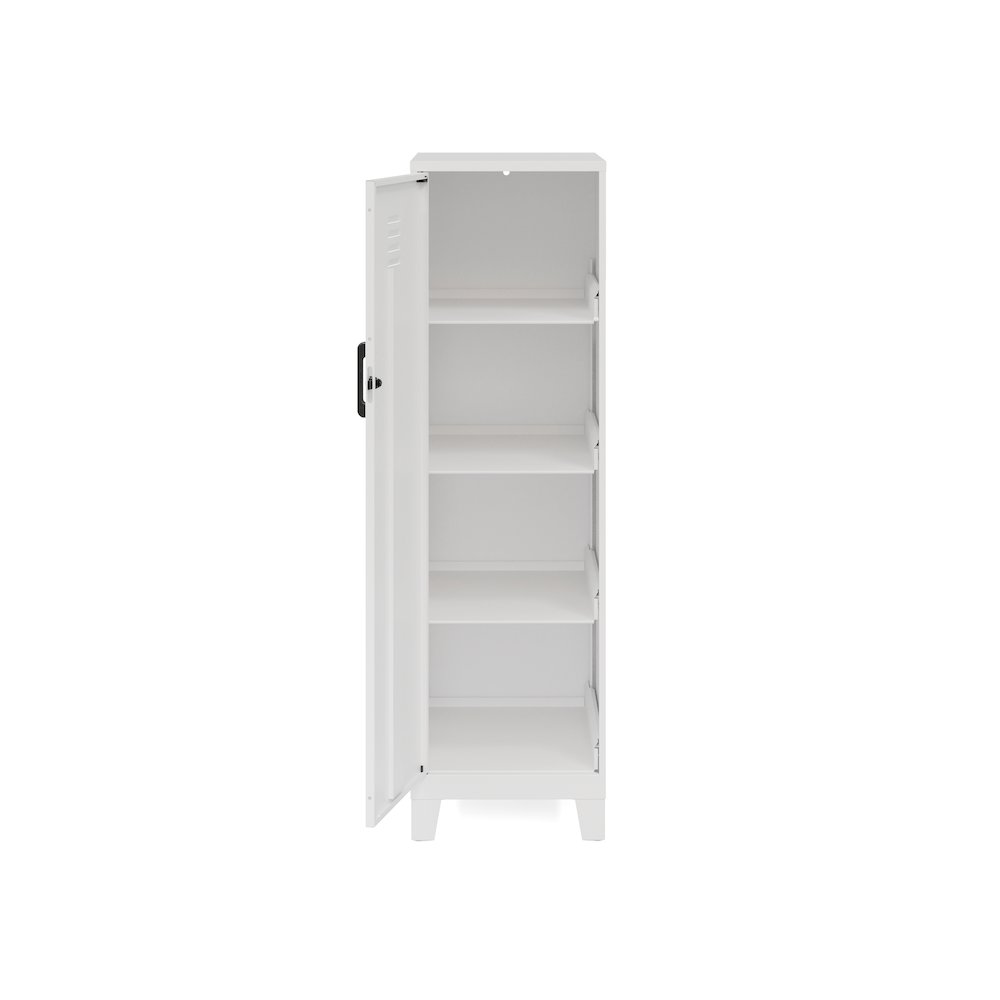 53.38" High 4-Shelf Storage Locker Cabinet, Riser Legs, Pearl White