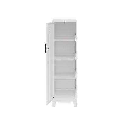 53.38" High 4-Shelf Storage Locker Cabinet, Riser Legs, Pearl White
