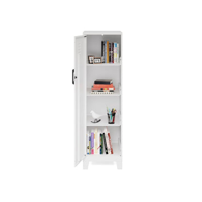53.38" High 4-Shelf Storage Locker Cabinet, Riser Legs, Pearl White